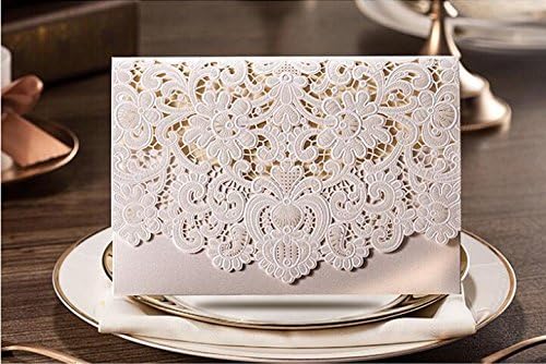 Joinwin 25 Floral Laser Cut Wedding Invitation Table Card Seat Card Place Card For Wedding Favors And Gifts (Gold)