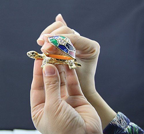 Waltz&F Collectible Figurines Decor Ornaments Pewter Trinket Boxes Bejeweled Turtle with Crystals - Thumbnail 3