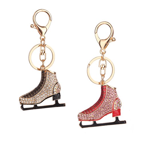 image for Slendima Exquisite Rhinestone Ice Skating Shoes Keychain Women Creativ