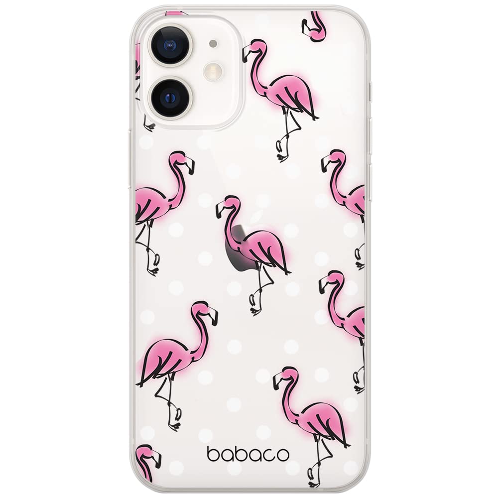 Babaco ERT GROUP mobile phone case for Apple Iphone 12 Mini original and officially Licensed pattern Flamingo 003 optimally adapted to the shape of the mobile phone, partially transparent
