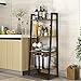 Yaheetech Industrial Storage Ladder Shelf, 4 Tier Bookshelf Rack Shelves, Multifunctional Plant Flower Display Stand, Easy Assembly, Wood Look Accent Home Office Furniture, Rustic Brown