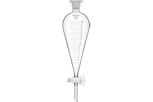Labasics Graduated Separatory Funnel, 500 ml Heavy Wall Borosilicate Glass Separating Funnel with 24/29 Joint and PTFE Stopco
