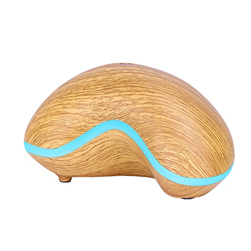 150ML Essential Oil Diffuser, MoKo Cashew Shaped Ultrasonic Cool Mist Diffuser Touch Button Aroma Humidifier with 7 Color LED Lights for Office Home Bedroom Living Room Study Yoga Spa - Wood Color