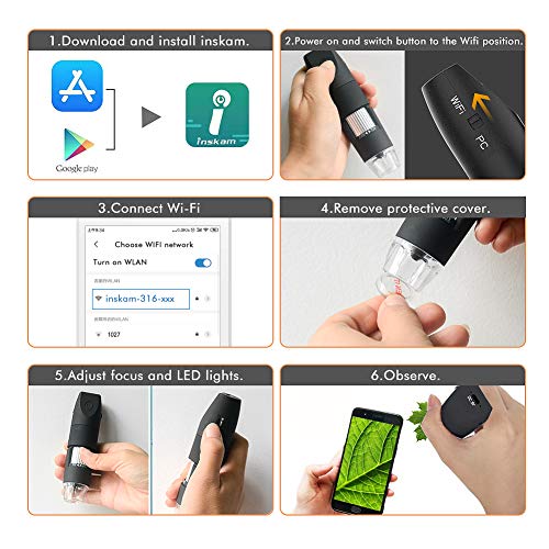 6 Microscope+Magnification+Compatible+Smartphone+Mac+Black