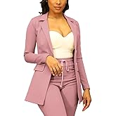PINSV Women Casual Blazer Open Front Long Sleeve Work Business Suit Jacket Womens Lightweight Lapel Button Blazers Jackets