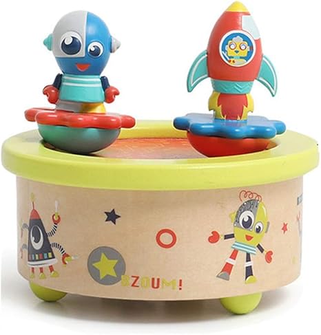 Amazon Co Jp 子供の創造回転アニマルスペースオルゴール赤ちゃん早期教育木製オルゴール手作りの木のおもちゃ Color A ホーム キッチン