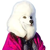 CreepyParty Poodle Head Mask for Adults - Realistic Animal Mask for Halloween, Dog Costume Accessory for Parties, Cosplay, Photo Booth Props & Pranks, White