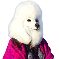 Dog Mask Poodle Head Face Costume Novelty Halloween Party Dressing Up Masks For Adults And Kids (White poodle)