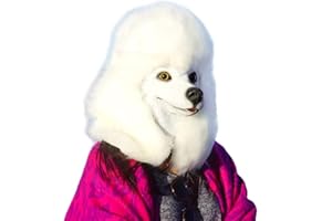 CREEPYPARTY Dog Mask Poodle Head Face Costume Novelty Halloween Party Dressing Up Masks For Adults And Kids (White poodle)