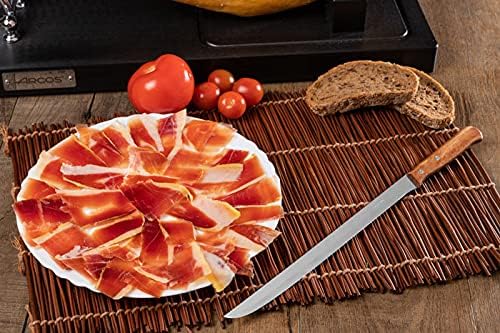 Faca de presunto arcos com lâmina de aço inoxidável 250 mm, faca afiada para corte de presunto e carne, ótimo corte preciso de presunto, cabo de madeira comprimida, série latina, cor marrom