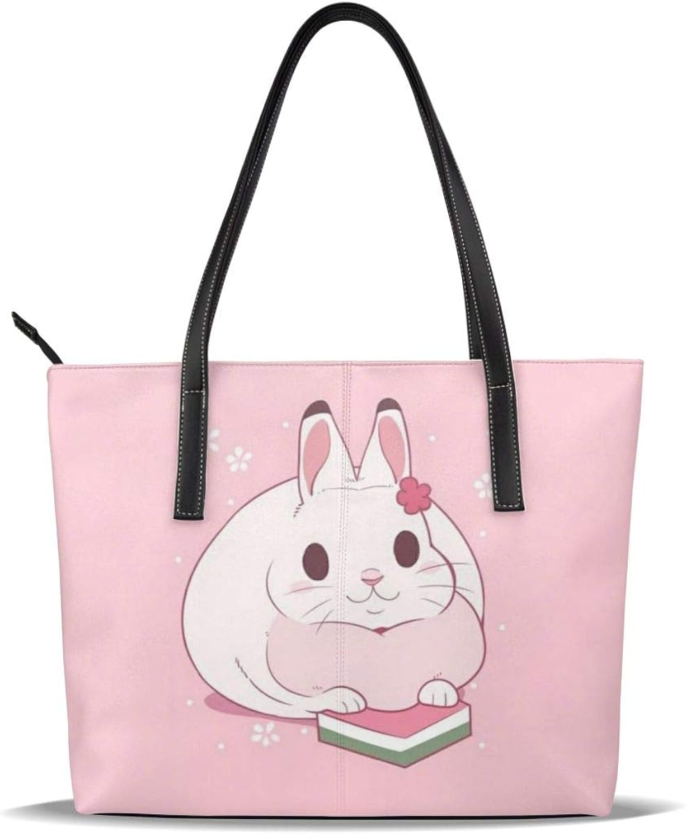 Women Leather Top Handle Satchel Handbag Smiling Rabbit
