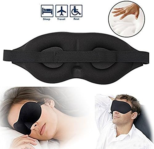 Eye Sleep Mask - Eye Cover For Sleeping 3D Comfy Memory Foam Travel Mask Mens Womens Health Sleep Patch Camping Eye Shades Blindfold Satin Silky Lightweight Black Night Mask
