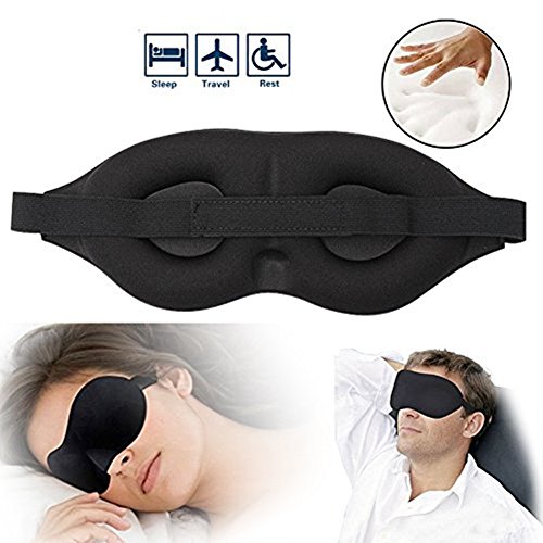 Eye Sleep Mask - Eye Cover For Sleeping 3D Comfy Memory Foam Travel Mask Mens Womens Health Sleep Patch Camping Eye Shades Blindfold Satin Silky Lightweight Black Night Mask