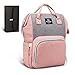 pipi bear Diaper Bag Travel Backpack,Large Baby Bag for Mom and Dad,Multifunction Maternity Bag with Changing Pad,Waterproof and Stylish （Gray Pink