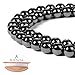 BEADNOVA 8mm Natural Hematite Gemstone Round Loose Beads for Jewelry Making (45-48pcs)
