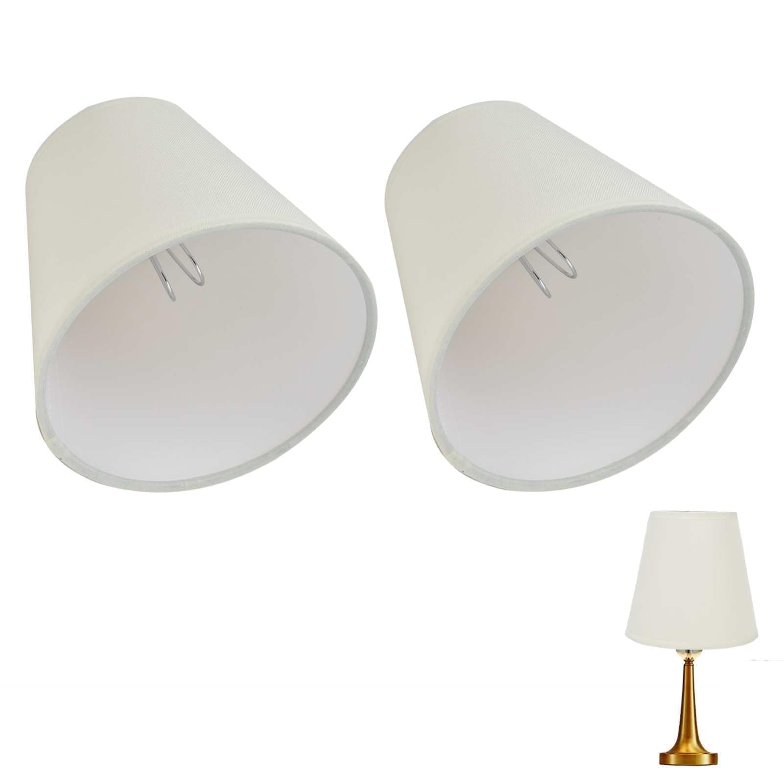Fabric Lamp Shades, 2PCS 9.2x14.2x13cm Small Lampshades Clip on Bulb Lamp Shades for Table Lamps Barrel Only suitable for E14 Bulbs (Beige)