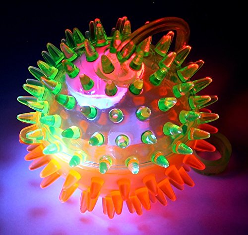 Set of 12 VT Flashing LED Light Up Dual Color Party Favor Squishy Spiky Toy Yo-Yo Balls (Colors May Vary)