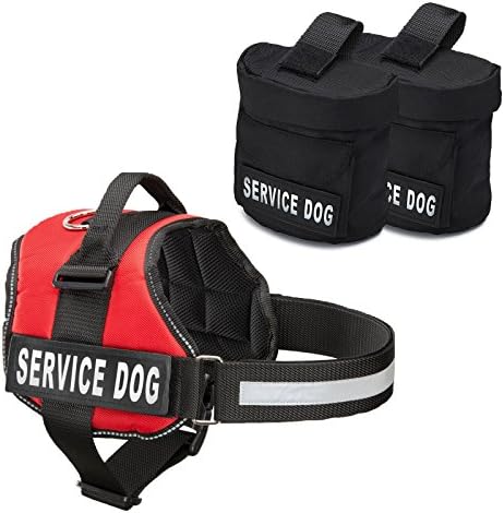 Service Dog Vest with Hook and Loop Straps and Detachable Backpacks - Harnesses in 7 Sizes from XXS to XXL - Service Dog Harness Features Reflective Patch and Comfortable Mesh Design (Red, Large)