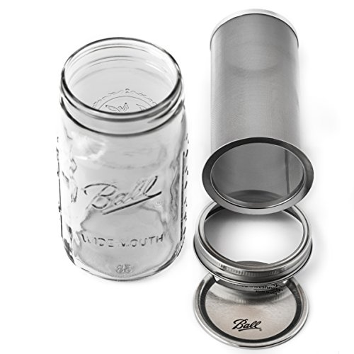 Cold Brew Coffee Kit Stainless Steel Filter & Mason Jar, 1 Quart / 32 Oz Iced Coffee Maker and