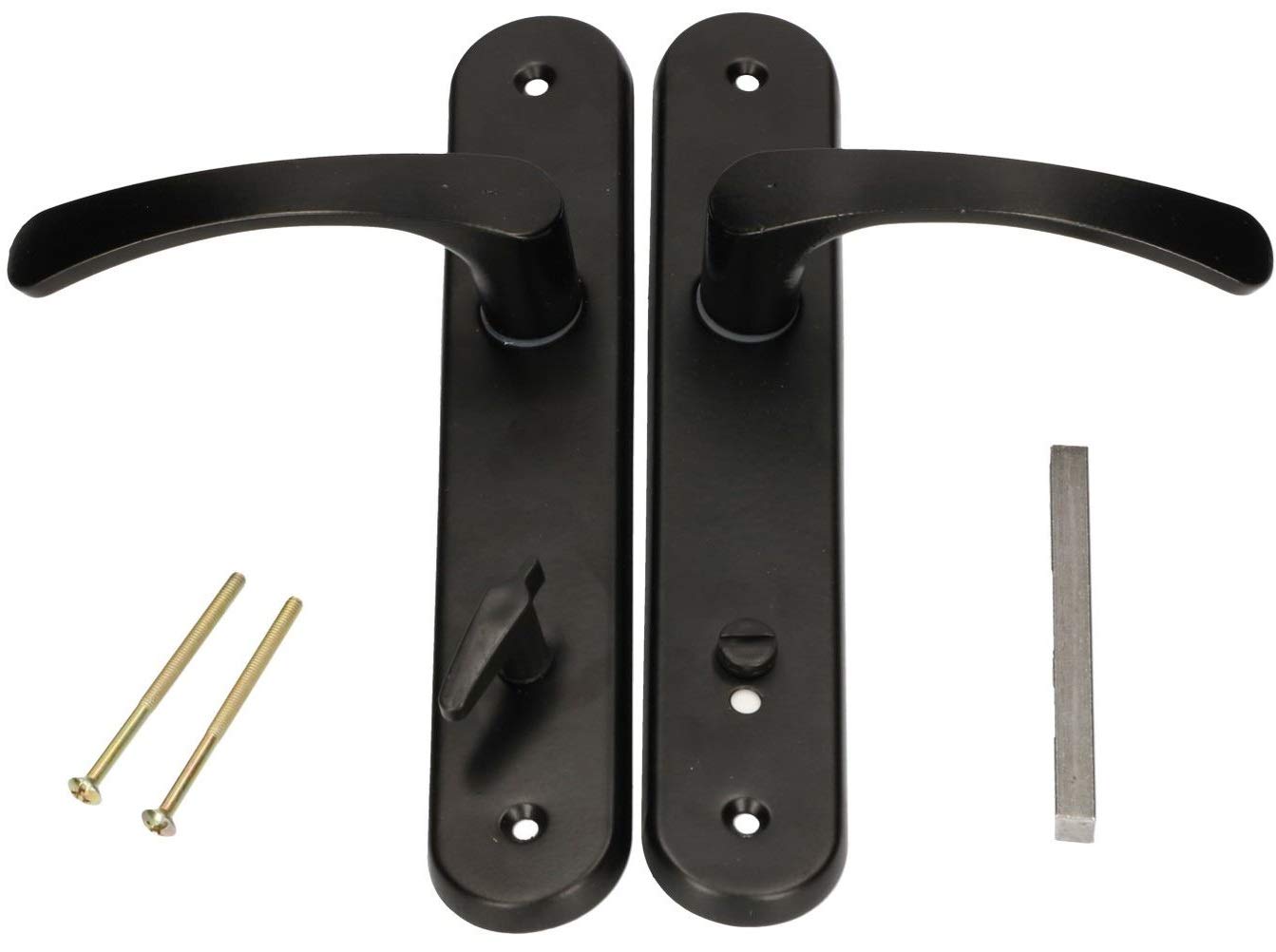 KOTARBAU Door Handle 90 mm Left Right WC Black Door Fitting Door Handle Door Handle Set Toilet Door Room Door Long Plate Aluminium 05907465904360