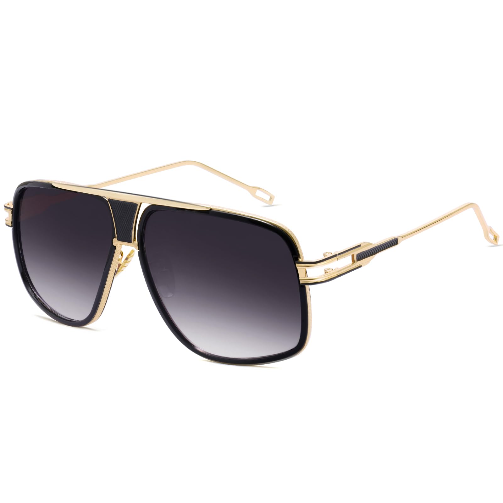 Photo 1 of Tskestvy Oversized 70s Aviator Sunglasses for Men Disco Sun Glasses Cool Designer Tinted Shades Gold Alloy Frame