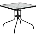 Flash Furniture Barker 31.5'' Square Tempered Glass Metal Table