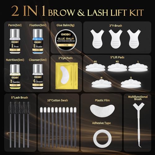 Lash Lift & Brow Lamination Kit 2-in-1, Professional DIY Eyelash Perm for Home Use & Salon, Long-Lasting Curl Effect Up to 8 Weeks - Easy Application