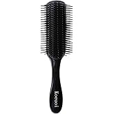 Koeuoi Classic Curly Hair Brush - 9 Row All Black Styling Brush for Styling, Smoothing Longer Hair and Defining Curls .For Women and Men Wet or Dry Hair.