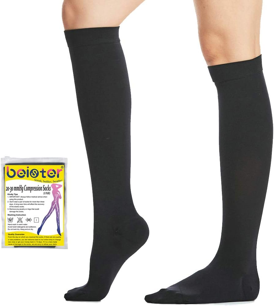 Beister Medical Closed Toe Knee High Calf Compression Socks for Women & Men