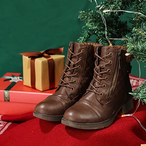 stq women's combat boots lace up ankle booties