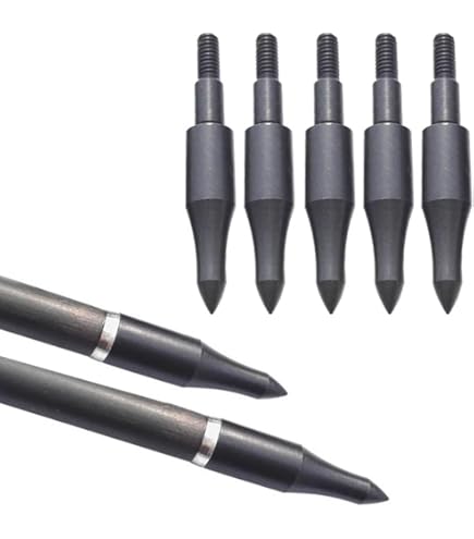 Stainless Steel Archery Field Points - 100-200 Grains Practice Arrow Tips 12 Pack