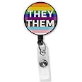 They Them Pronouns Gender Identity LGBTQ Retractable Badge Clip...