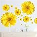 Nature Series 3D Yellow Daisies Beautiful Removable Vinyl Mural Wall Art DIY Decor Decal Sticker Decoration for Sitting Living Room Bedroom Hallway Playroom Kindergarten Kid Nursery 11 Daisies