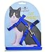 PUPTECK Adjustable Cat Harness and Leash Set Escape Proof Kitten Strap Collar for Walking Travel, Blue