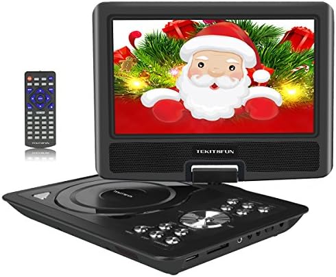 11 inch Swivel Portable DVD Players with 9.5 inch Screen For Kids For Car Travel,5 Hour Rechargeable Battery, SD Card/ USB Port,1.8M AC/DC Adapter- Black