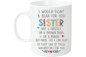 SWEET HOME DECOR Funny Sister Gift Coffee Mug for Sister in Law, Soul Big Sister, Birthday Christmas Gifts, 11 Oz White Cup