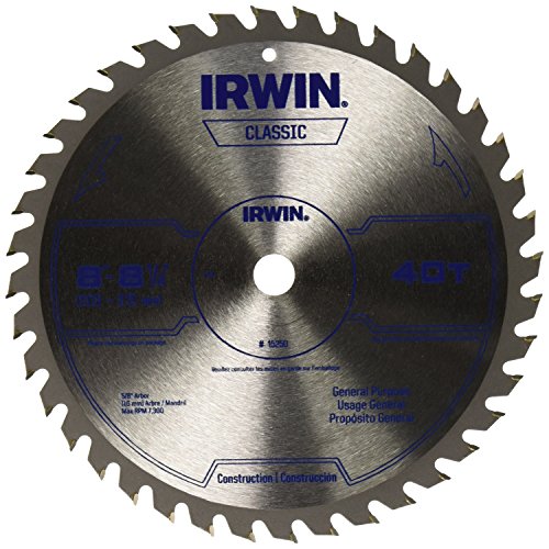 Irwin Tools Classic Series Carbide Table / Miter Circular Saw Blade 8 1/4-Inch 40T (15250)