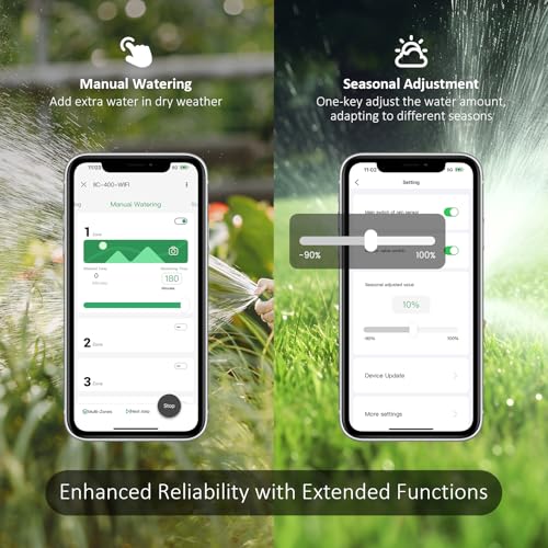 Inkbird IIC-400 4-Zone WiFi Irrigation Control Unit, Automatic WiFi Irrigation Programmer for Garden, APP Control, Integrated Non-Volatile Memory, Seasonal Adjustment, Manual Mode Support