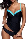 Dearlovers Womens 2 Piece Tankinis Swimwear with Bikini Shorts X-Large Size Blue