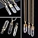 ALEXCRAFT 4 PCS Raw Clear Quartz Crystal Pendant Natural Gem Healing Point Reiki Charm Bulk for Jewelry Making (with Gold Bail)