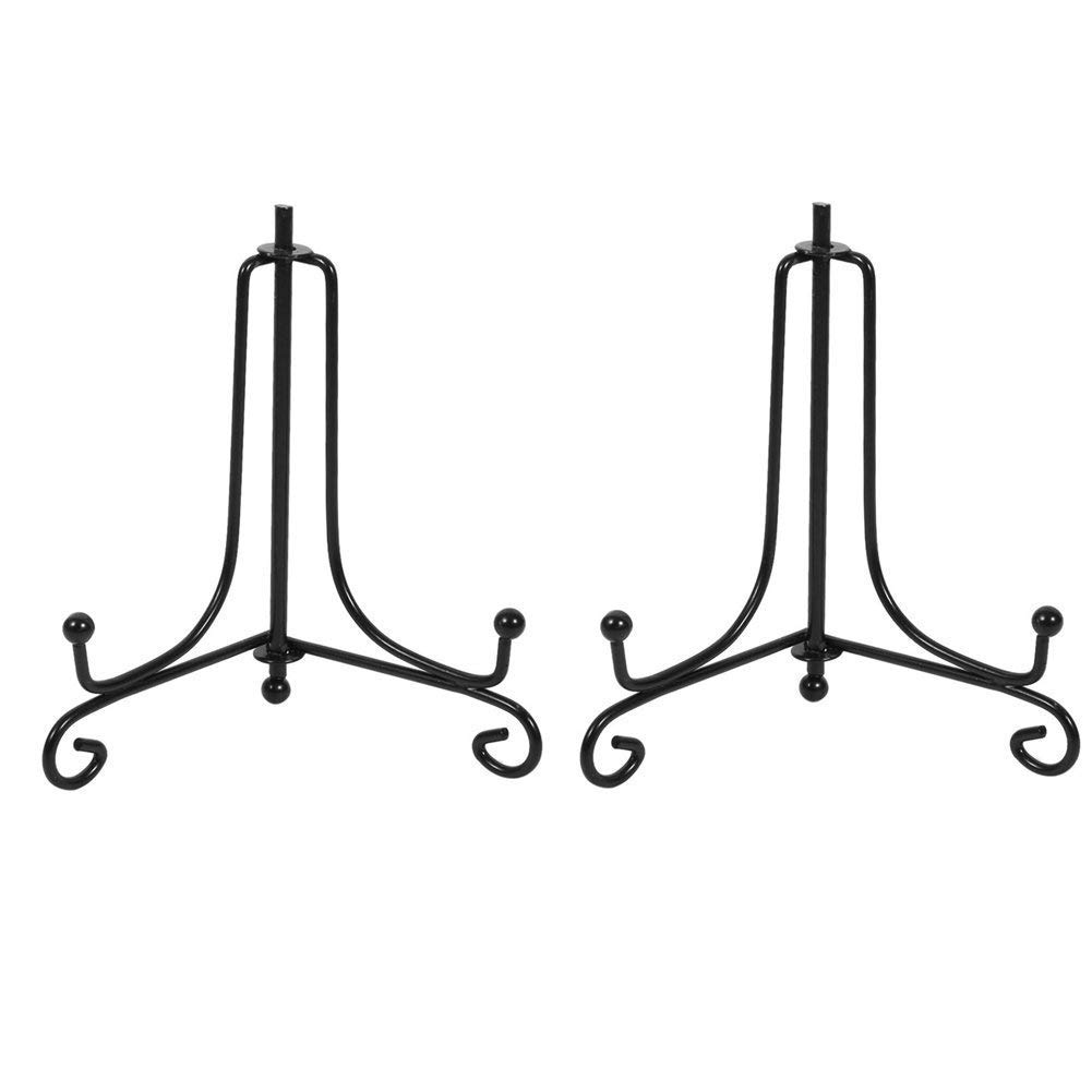 Tincogo (2 pack) Iron Display Stand, Black Iron Easel Plate Display Photo Holder Stand, Displays Picture Frames, Cookbooks, Decorative Plates, Tablets and Art 4 Inch