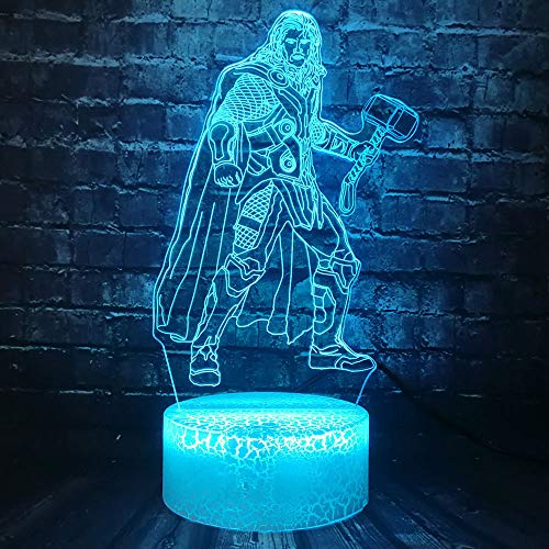 New 3D Thor Cartoon Marvel Avengers Figure Cartoon Decor Lava Bedroom LED Night Light Sleep Mood Lam