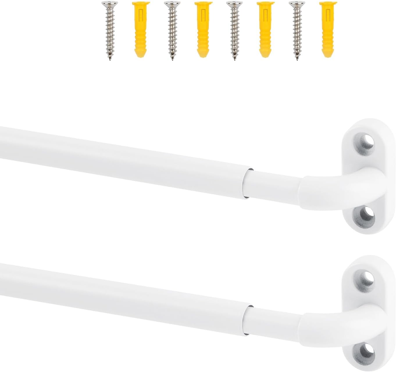 Window Treatment Hardware - TYRON 2 Pack Sash Curtain Rod Adjustable 18-30 Inch, 3/8 In. Diameter, French Door Curtain Rods (White)