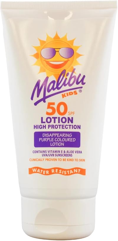 Malibu Kids SPF50 Disappearing Purple Sun Cream Easy Coverage UVA/UVB Protection