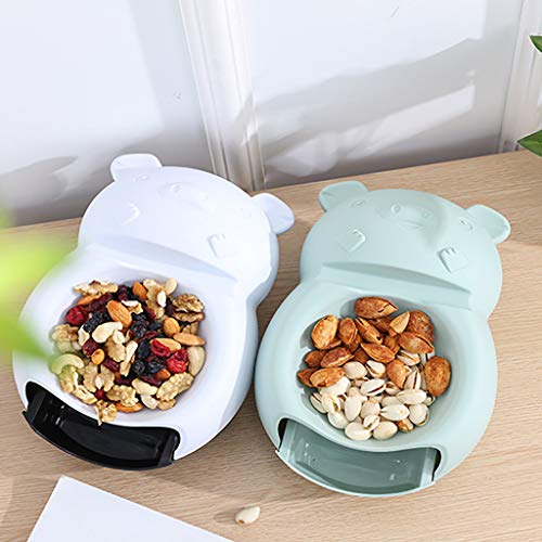 Quaanti Creative Snacks Storage Box - Double Layer Container - Household Plate Dish Organizer - Perfect for Snacks, Fruit, or Pistachio/Sunflower Seeds Storage Box - Phone Slot (Green) - Thumbnail 5