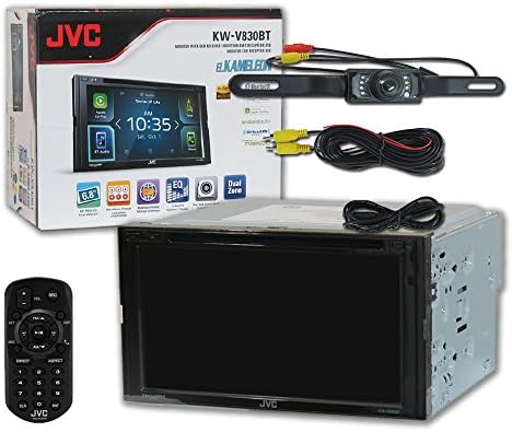JVC KW-V830BT Double DIN 2-DIN 6.8" Touchscreen Car Apple CarPlay Android Auto DVD MP3 CD Stereo with Bluetooth & DCO Waterproof with Nightvision Backup Camera