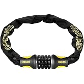 OnGuard Mastiff 4 ft Combo Chain Lock &ndash; 6 mm Hardened Steel Chain (120 cm) &ndash; 4-Digit Resettable Combination, Protective Nylon Sleeve, Keyless Security Design