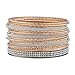 LUX ACCESSORIES Rose Goldtone Silver Glitter Pave Crystal Rhinestone Bangle Set