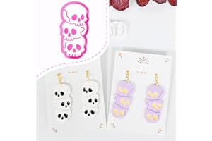 Halloween Skull Polymer Clay Cutters – 3-Stacked Skull Shape Clay Earring Cutters for DIY Jewelry, Polymer Clay Molds, Clay T