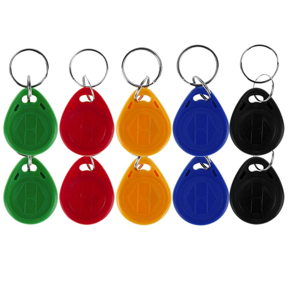 FTSTech Proximity 125KHz RFID EM-ID Card Keyfob for Door Access Control-Read Only-Mix color-10 Pack
